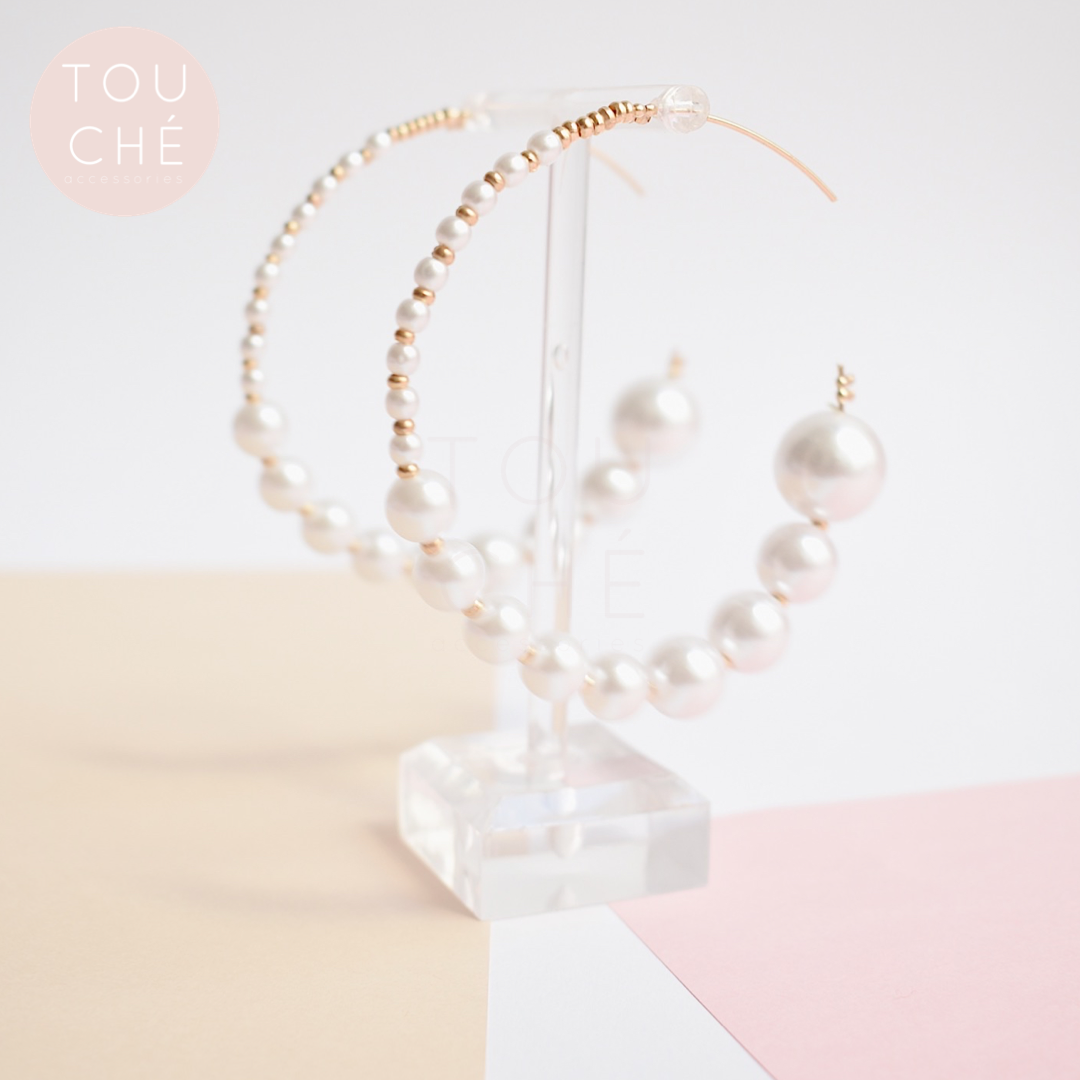 Clear Spark Pearls Hoop