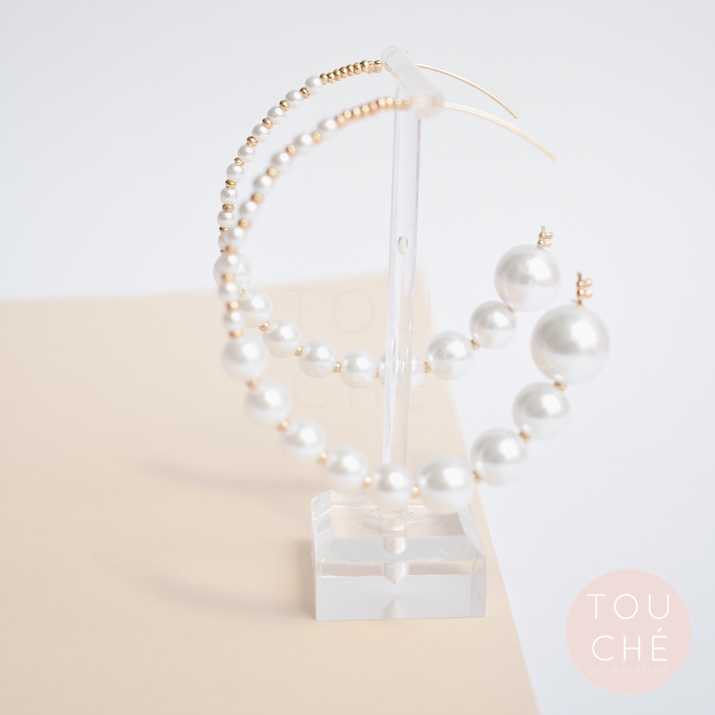Clear Spark Pearls Hoop